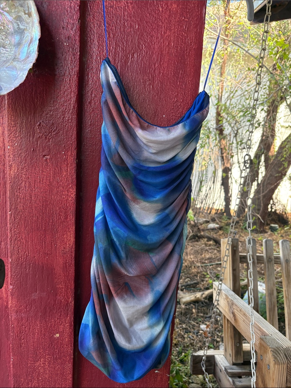 Princess Polly Blue Multi-Print Draped Mini Slip Dress